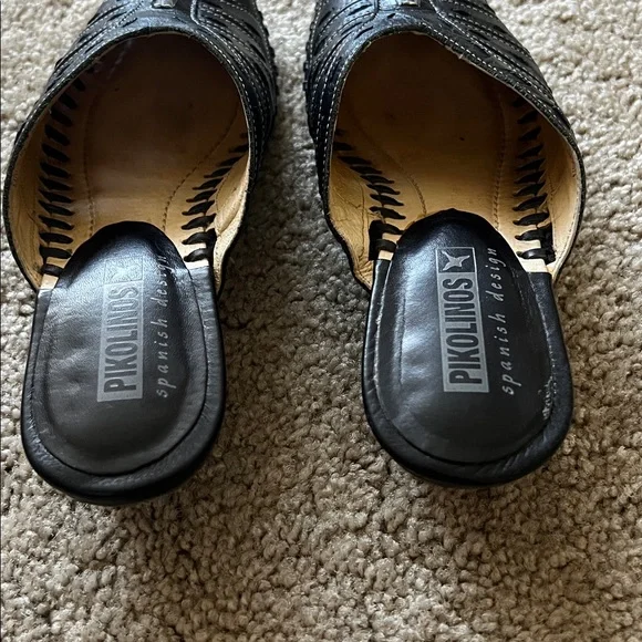Pikolinos Jerez Black Leather Slip-On Kitten Heel Closed Toe Mules Size EU36 - Picture 7 of 16